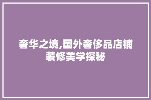 奢华之境,国外奢侈品店铺装修美学探秘 卧室装修