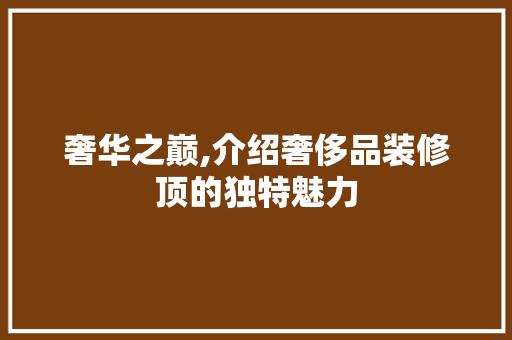 奢华之巅,介绍奢侈品装修顶的独特魅力 中式风格装饰