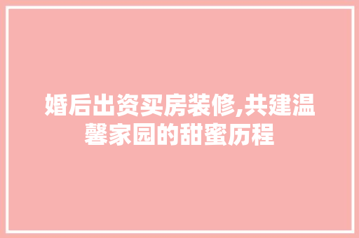 婚后出资买房装修,共建温馨家园的甜蜜历程 地板材料