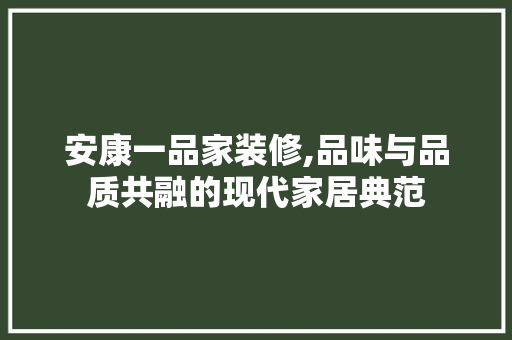 安康一品家装修,品味与品质共融的现代家居典范 软装设计
