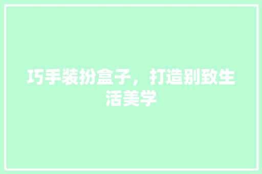 巧手装扮盒子，打造别致生活美学 家居装修