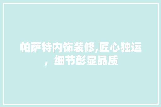 帕萨特内饰装修,匠心独运，细节彰显品质 卧室装修