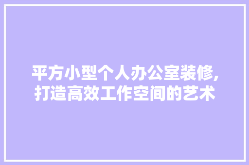 平方小型个人办公室装修,打造高效工作空间的艺术 家居装修