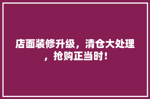店面装修升级，清仓大处理，抢购正当时！