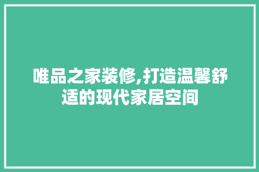 唯品之家装修,打造温馨舒适的现代家居空间 室内设计