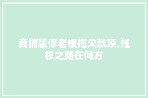 商铺装修老板拖欠款项,维权之路在何方 软装设计