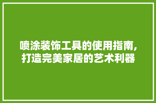 喷涂装饰工具的使用指南,打造完美家居的艺术利器 软装设计