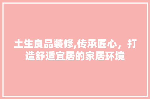 土生良品装修,传承匠心，打造舒适宜居的家居环境 软装设计