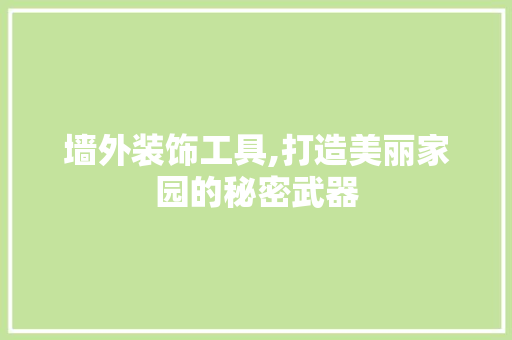 墙外装饰工具,打造美丽家园的秘密武器 家居装修