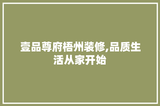 壹品尊府梧州装修,品质生活从家开始