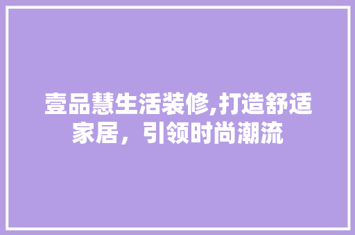 壹品慧生活装修,打造舒适家居，引领时尚潮流 客厅装修