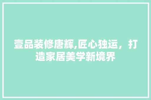 壹品装修唐辉,匠心独运，打造家居美学新境界 木雕艺术