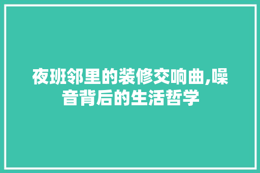 夜班邻里的装修交响曲,噪音背后的生活哲学