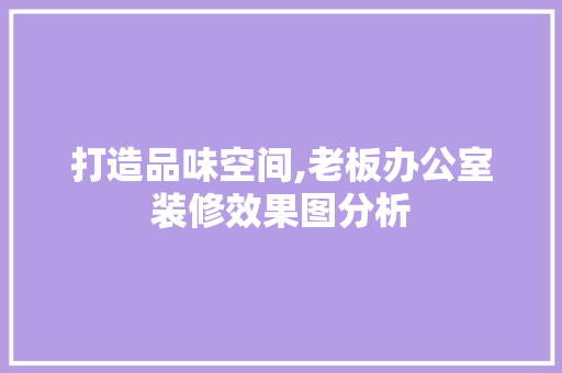 打造品味空间,老板办公室装修效果图分析 室内设计