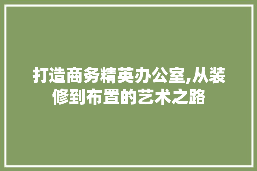 打造商务精英办公室,从装修到布置的艺术之路 软装设计