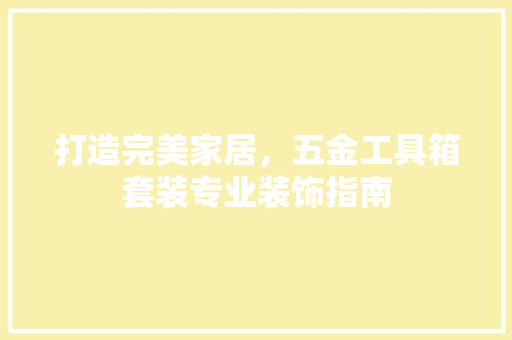 打造完美家居，五金工具箱套装专业装饰指南 客厅装修