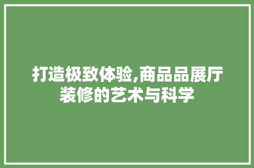 打造极致体验,商品品展厅装修的艺术与科学 客厅装修