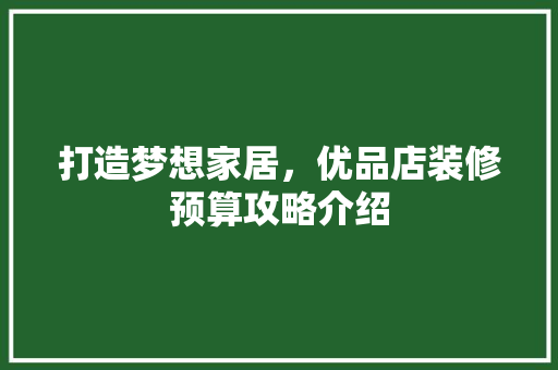 打造梦想家居，优品店装修预算攻略介绍 木雕艺术