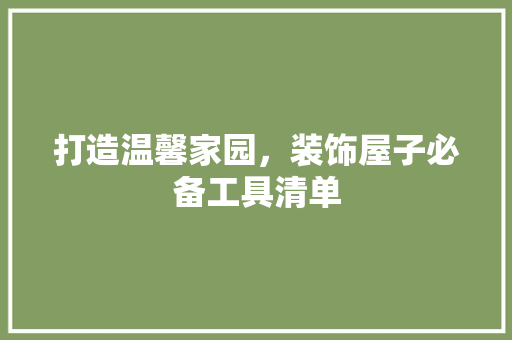 打造温馨家园，装饰屋子必备工具清单 客厅装修