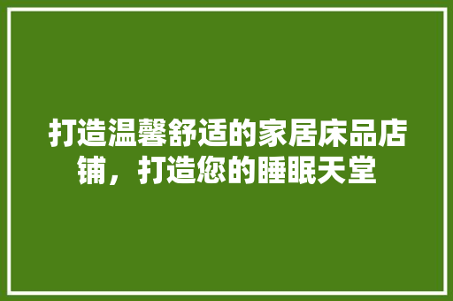 打造温馨舒适的家居床品店铺，打造您的睡眠天堂 软装设计