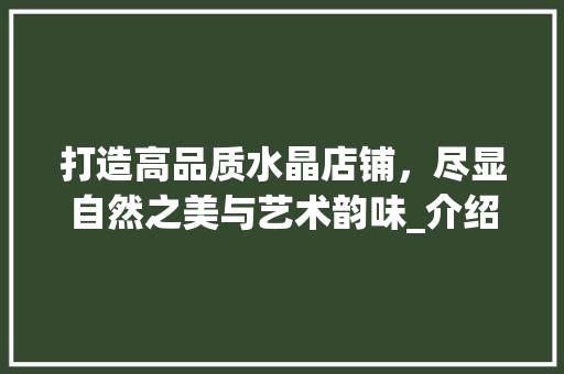 打造高品质水晶店铺，尽显自然之美与艺术韵味_介绍高品水晶店铺装修之路 地板材料