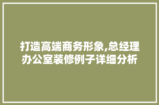 打造高端商务形象,总经理办公室装修例子详细分析 客厅装修