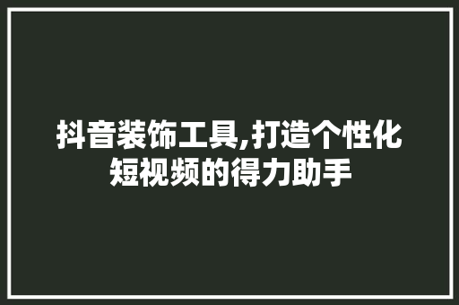 抖音装饰工具,打造个性化短视频的得力助手