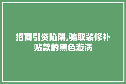 招商引资陷阱,骗取装修补贴款的黑色漩涡 现代风格装饰