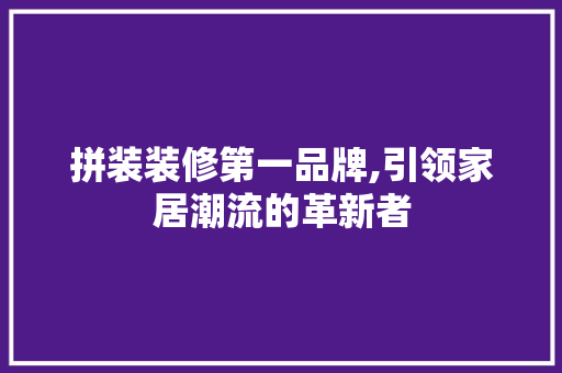 拼装装修第一品牌,引领家居潮流的革新者 卧室装修