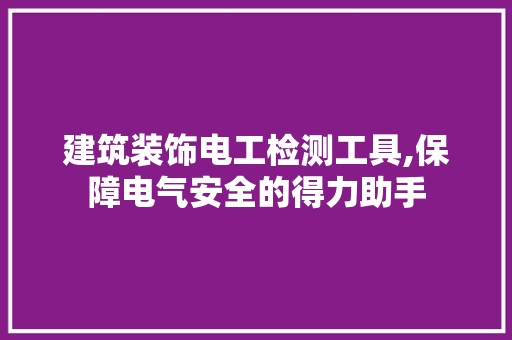 建筑装饰电工检测工具,保障电气安全的得力助手 卧室装修