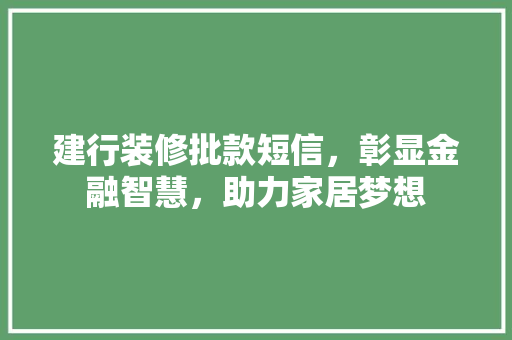 建行装修批款短信，彰显金融智慧，助力家居梦想