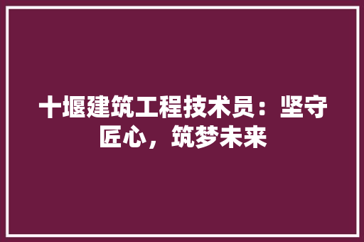 十堰建筑工程技术员：坚守匠心，筑梦未来