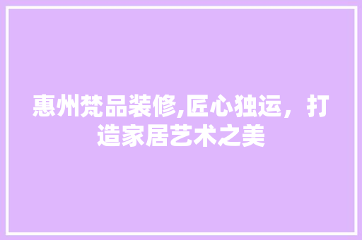 惠州梵品装修,匠心独运，打造家居艺术之美 现代风格装饰