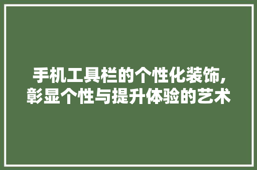 手机工具栏的个性化装饰,彰显个性与提升体验的艺术 软装设计