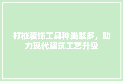 打桩装饰工具种类繁多，助力现代建筑工艺升级 中式风格装饰