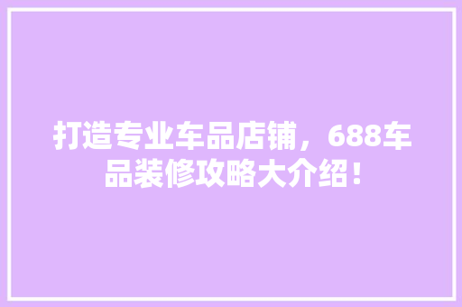 打造专业车品店铺，688车品装修攻略大介绍！ 地板材料