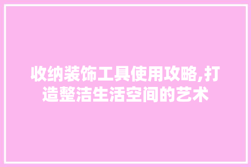 收纳装饰工具使用攻略,打造整洁生活空间的艺术