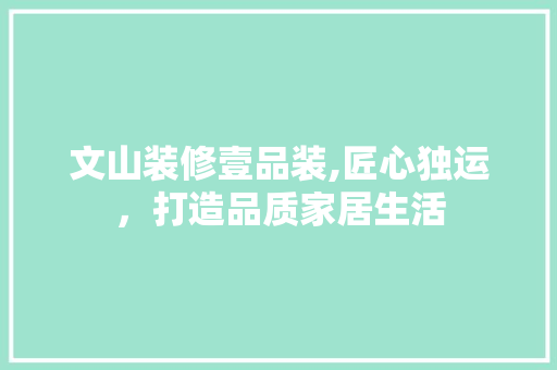 文山装修壹品装,匠心独运，打造品质家居生活