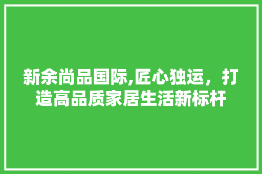 新余尚品国际,匠心独运，打造高品质家居生活新标杆
