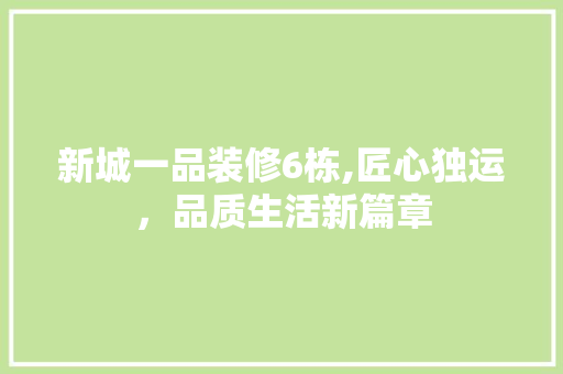 新城一品装修6栋,匠心独运，品质生活新篇章 现代风格装饰
