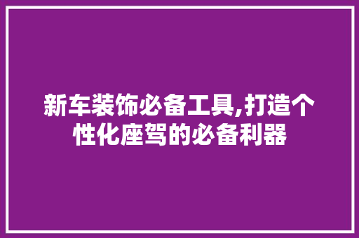 新车装饰必备工具,打造个性化座驾的必备利器