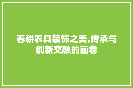 春耕农具装饰之美,传承与创新交融的画卷 现代风格装饰