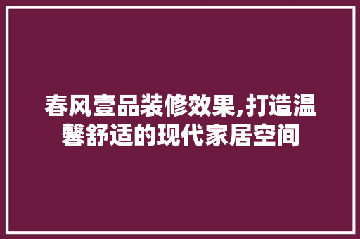 春风壹品装修效果,打造温馨舒适的现代家居空间 室内设计