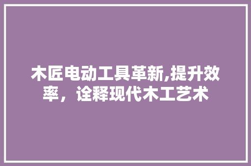 木匠电动工具革新,提升效率，诠释现代木工艺术 家居装修