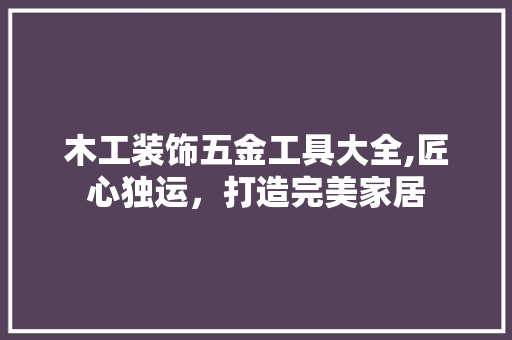 木工装饰五金工具大全,匠心独运，打造完美家居 地板材料