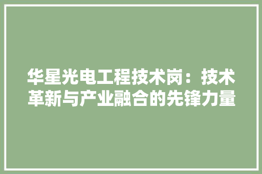 华星光电工程技术岗：技术革新与产业融合的先锋力量