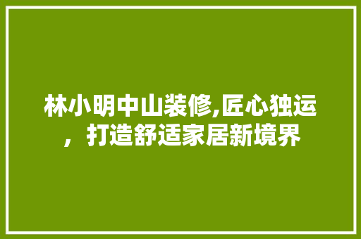 林小明中山装修,匠心独运，打造舒适家居新境界