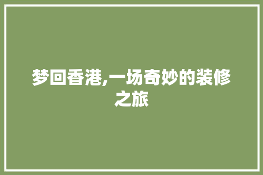 梦回香港,一场奇妙的装修之旅 现代风格装饰