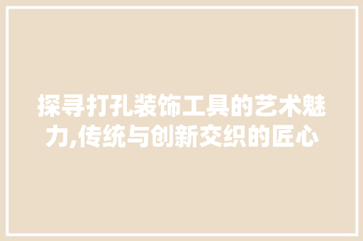 探寻打孔装饰工具的艺术魅力,传统与创新交织的匠心之作 现代风格装饰