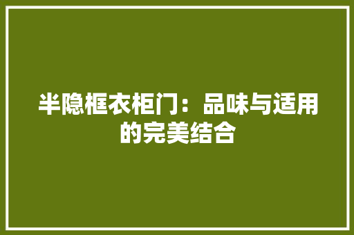 半隐框衣柜门：品味与适用的完美结合